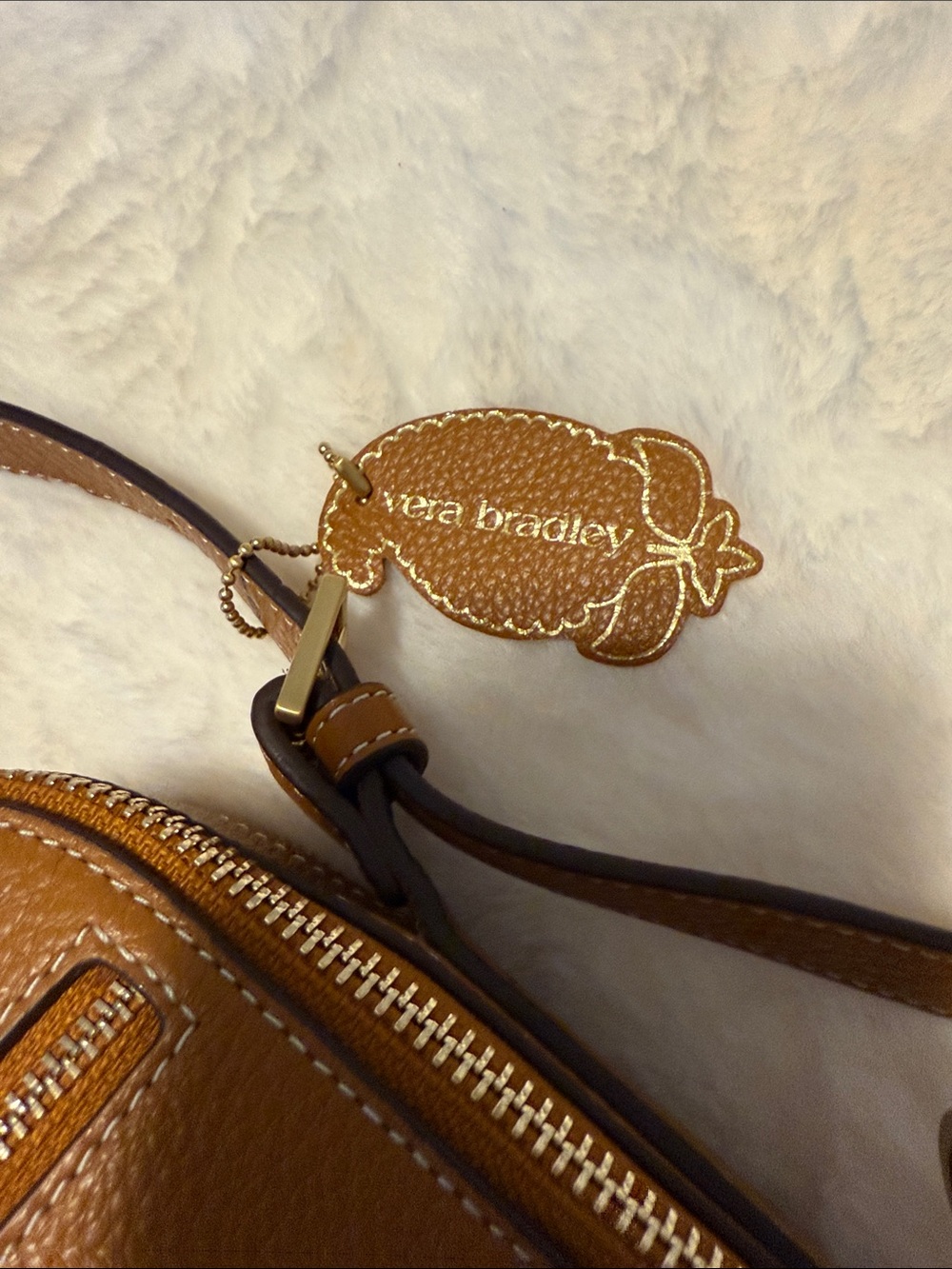 Vera Bradley Cognac Brown Pebbled Leather Crossbody with Matching Wallet NWT - Picture 2 of 13